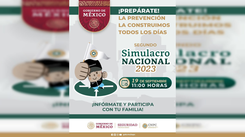 Gobierno de México llama a participar en el Segundo Simulacro Nacional 2023
