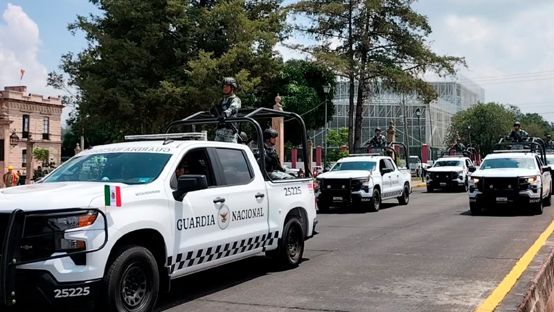 Desplegan 600 militares y guardias nacionales para operativos de seguridad durante fiestas patrias, en Morelia