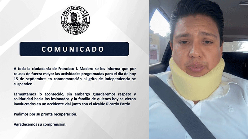 Tras accidente protagonizado por alcalde de Francisco I. Madero, Hidalgo, suspenden grito de Independencia 