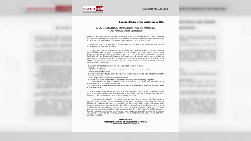 Morena resguarda información sobre impugnación de Marcelo Ebrard hasta que concluya resolución