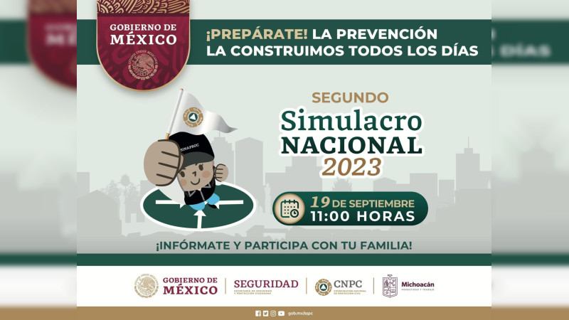 Listo Michoacán para Segundo Simulacro Nacional 2023 