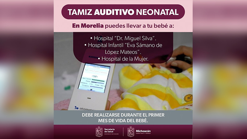 Tamiz auditivo, eficaz para detección de sordera en recién nacidos: Salud Michoacán  
