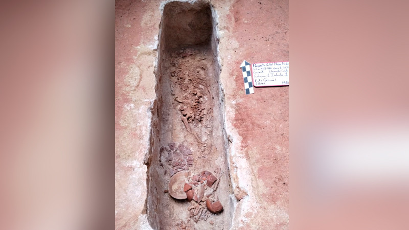 Encuentran entierro prehispánico en Palenque, Chiapas 