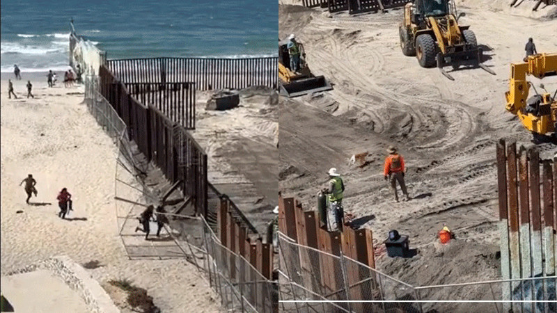 Migrantes pasan el muro fronterizo aprovechando su reparación  