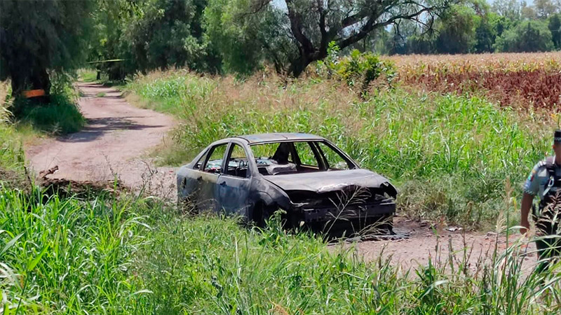 Encuentran vehículo con cadáver calcinado a un costado de la carretera federal Salamanca-Villagrán  