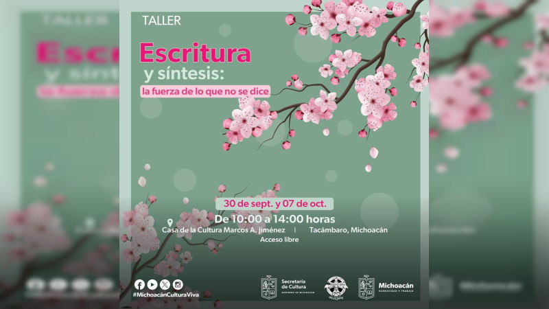 Ofertará Secum taller de escritura y síntesis, en Tacámbaro 
