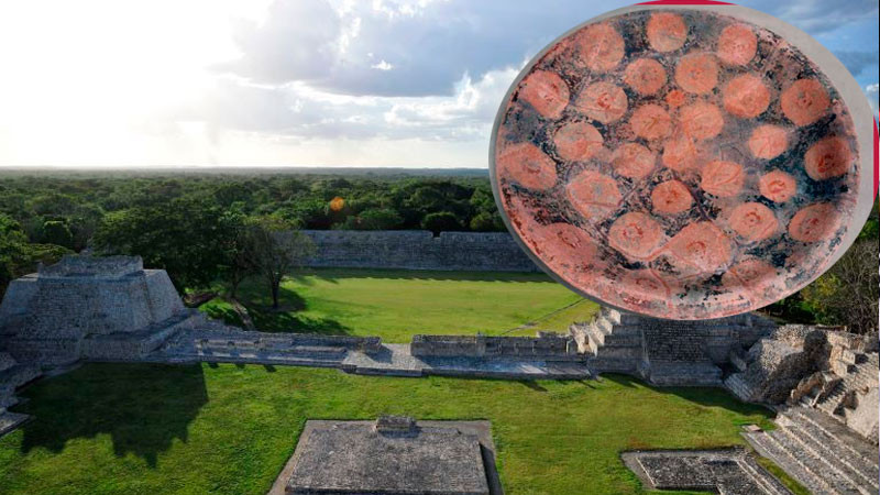 Descubren plato con decoración abstracta en trabajos de Zona Arqueológica de Edzná, Campeche 