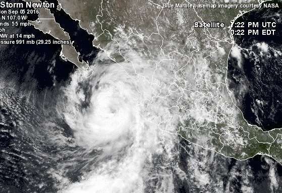 Alerta gobierno federal por avance de la tormenta tropical Newton, impactará mañana en BCS 