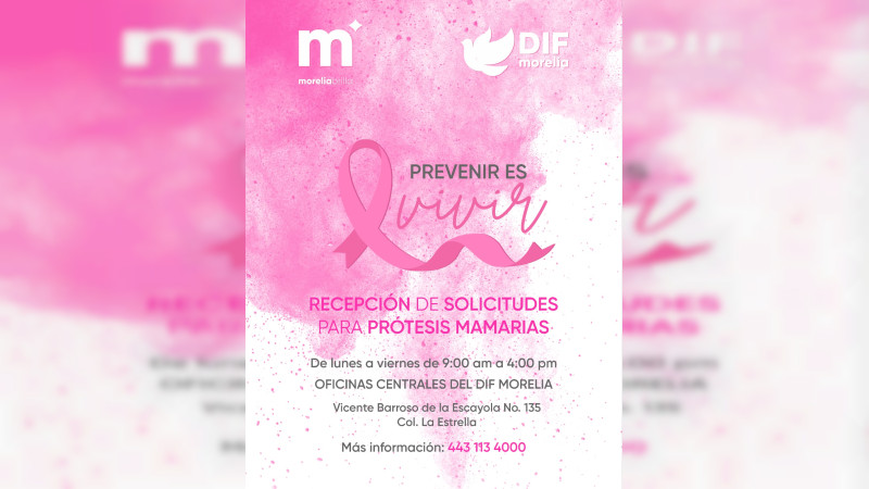 DIF Morelia abre la recepción de solicitudes de prótesis mamarias gratuitas 