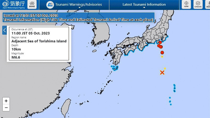 Japón emite alerta de tsunami tras terremoto de 6.6 