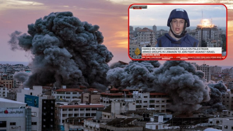 Reportera es sorprendida por misil en transmisión en vivo durante el conflicto Israel-Hamas 