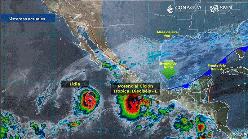 Gobierno mexicano exhorta a la población a tomar precauciones ante posible impacto de dos ciclones tropicales 