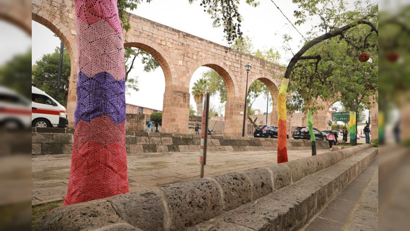 Apoya DIF Morelia instalación de Cielo Tejido en la calzada Fray Antonio de San Miguel