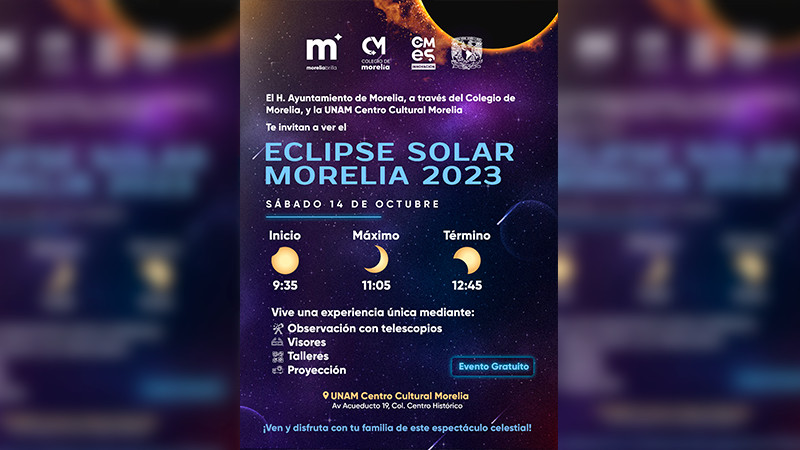 Gobierno de Morelia y UNAM invitan a vivir la experiencia de observar el eclipse de sol 