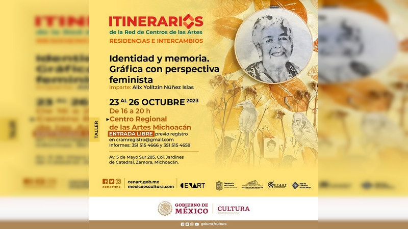 Presentarán taller “Identidad y Memoria. Gráfica con perspectiva Feminista” en Zamora, Michoacán 