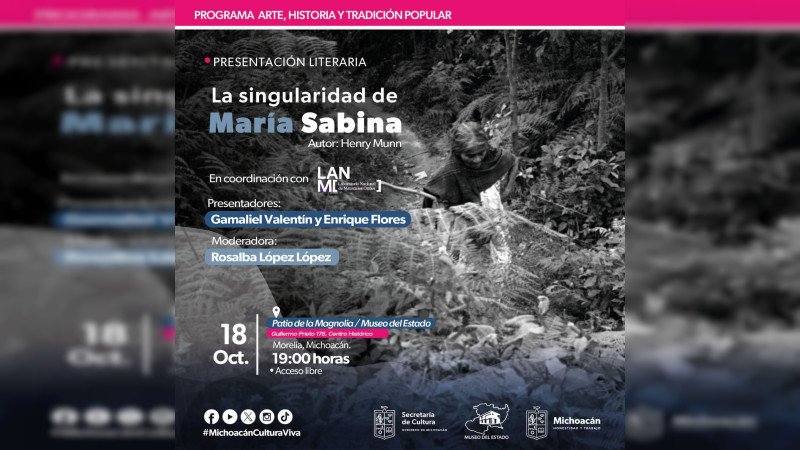 Presentará Secum ensayo acerca de la chamana María Sabina, en el Museo del Estado 