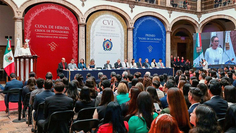 La esperanza de Michoacán, es la UMSNH, resaltan al conmemorar los 106 años de su fundación