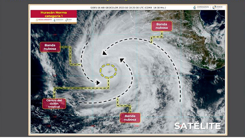 Tormenta tropical “Norma” se convierte en huracán categoría 1 