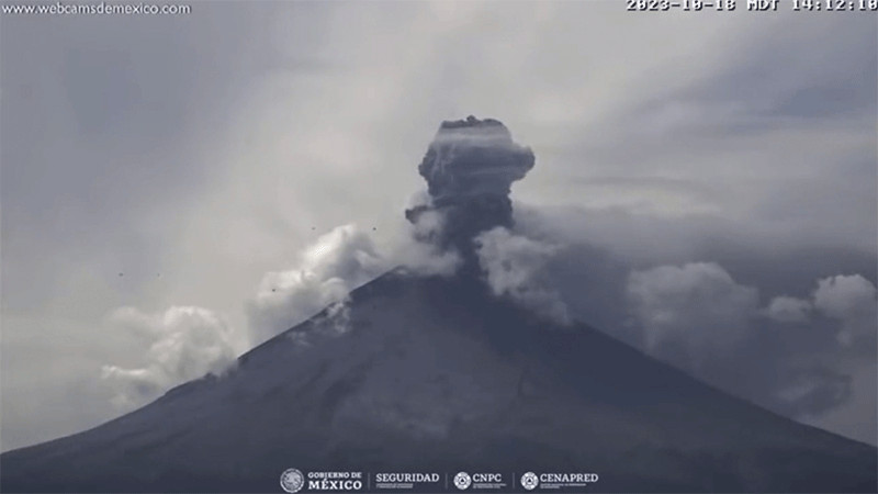 Volcán Popocatépetl registró explosión este miércoles 