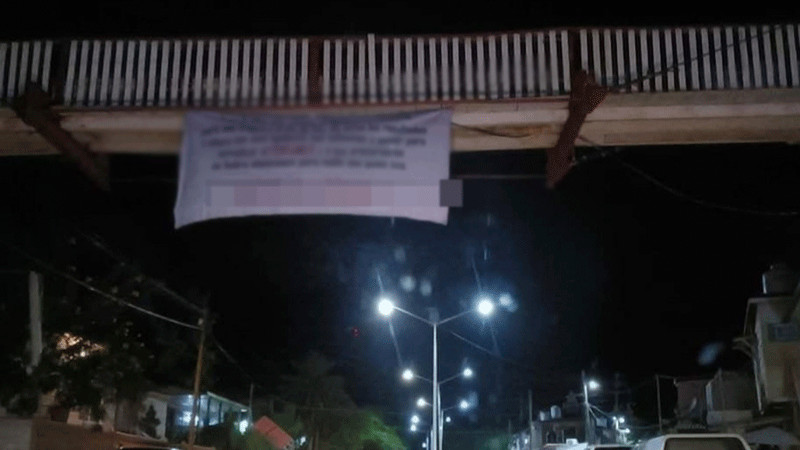 En Baja California Sur, aparecen mantas con mensajes contra el tráfico de opioide sintético 