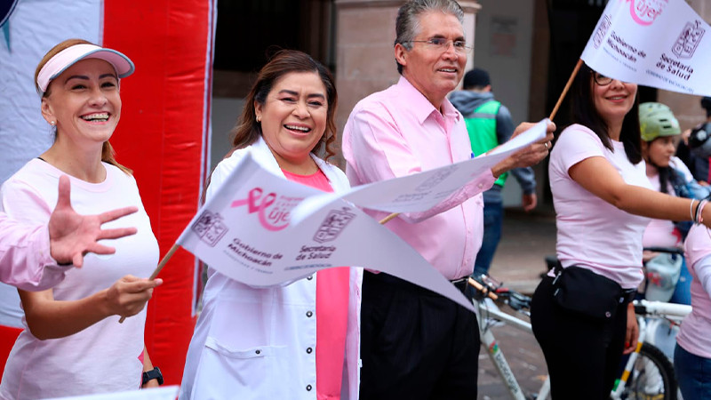 Con rodada rosa, Gobierno estatal conmemora lucha contra el cáncer de mama