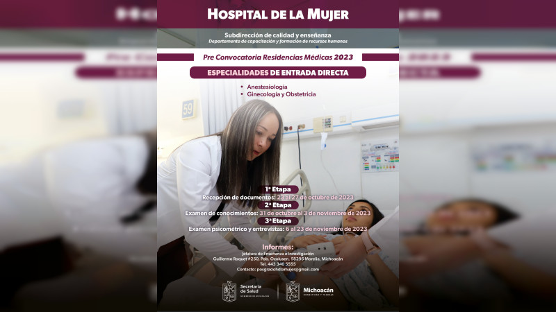 SSM convoca a médicos para residencias en hospitales de Morelia
