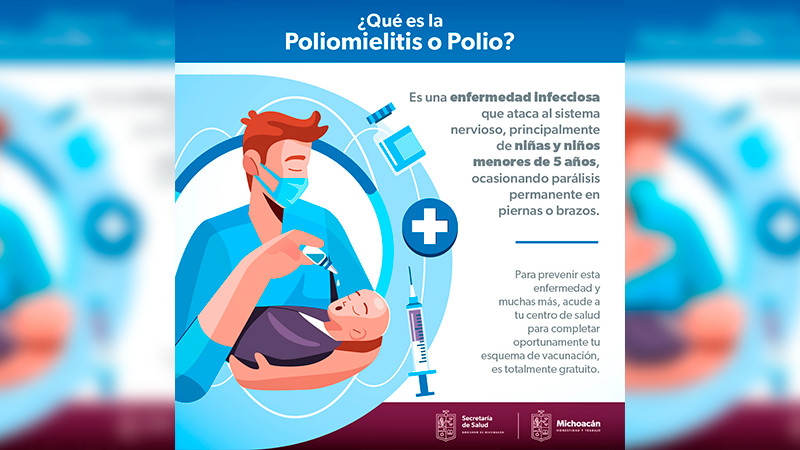 Cumple Michoacán 33 años libre de poliomielitis: Salud Michoacán 