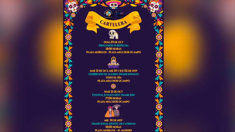 PREFECO promueve la tradición con procesión Purépecha, altares y desfile de catrinas 