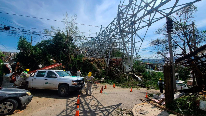 CFE reconoce recuperación de solo 75% de la electricidad en Acapulco 