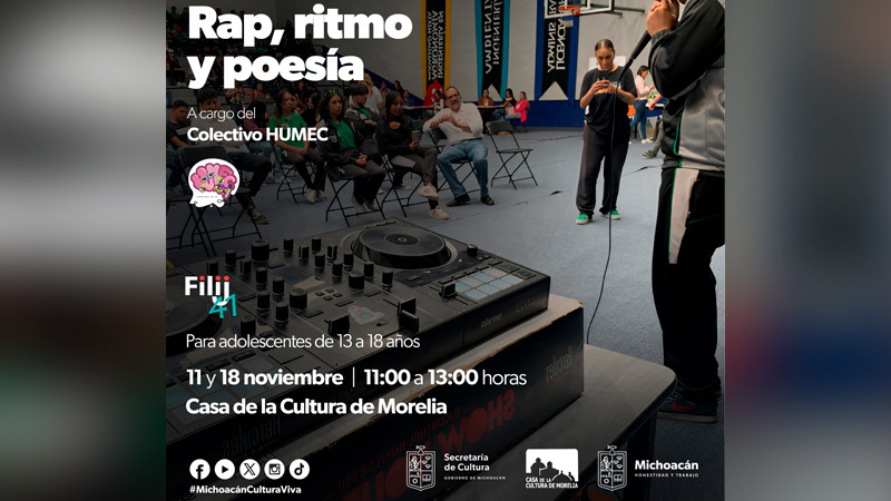 ¿Te late el rap? Asiste al taller en la Casa de la Cultura de Morelia 