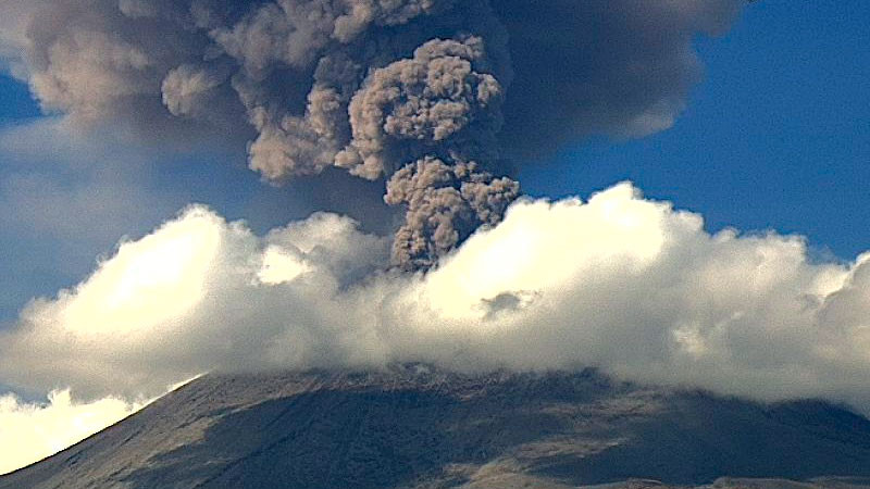 Más de 170 exhalaciones y 13 horas de tremor registra el Popocatépetl 