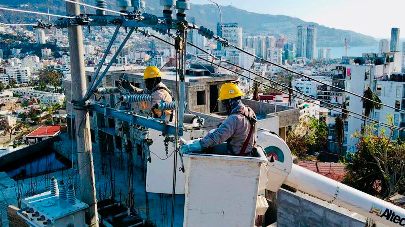 Restablecen al 100% suministro eléctrico en Guerrero; CFE revisará casos aislados 