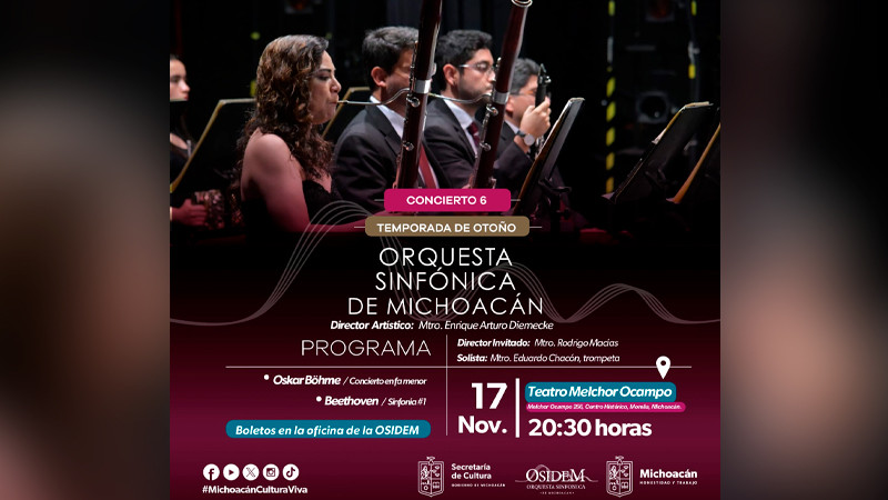 Anuncia Secum concierto de la Osidem con obras de Beethoven y Oskar Böhme 