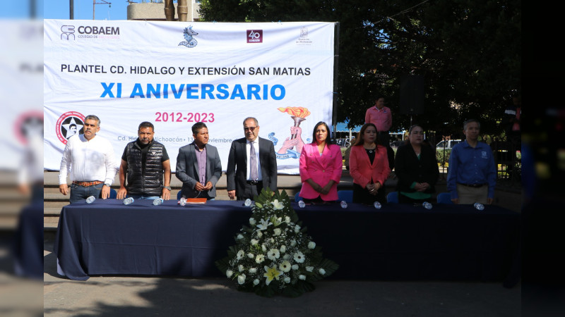 José Luis Téllez Marín preside acto conmemorativo del XI Aniversario del Colegio de Bachilleres Plantel Ciudad Hidalgo