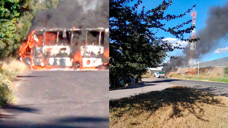 Presuntos delincuentes secuestran camiones y los incendian en la Zamora-La Piedad 