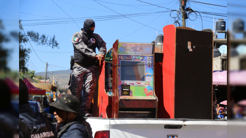 Golpe a las finanzas del crimen organizado en Morelia, Michoacán: Aseguran 127 máquinas tragamonedas 