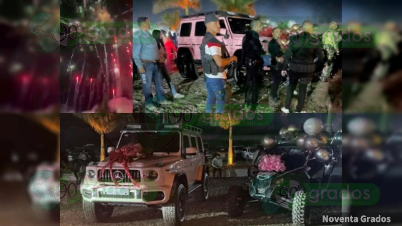Autos de lujo, show de drones y Julión Álvarez y Alfredo Olivas en el cumpleaños de la hija de un objetivo del gobierno, en Tinaja de Vargas, Michoacán 