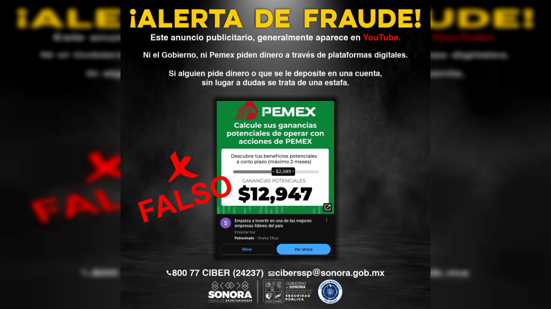 Alertan sobre anuncio falso que oferta acciones de Pemex 