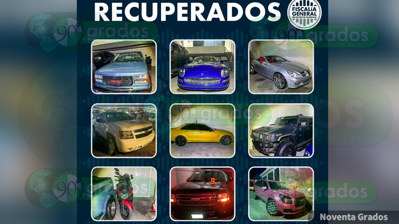 Fiscalía de Querétaro recupera 8 automóviles de alta gama y una motocicleta 