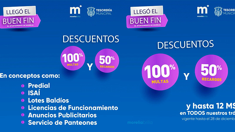 Aprovecha los descuentos del 100% en multas y 50% en recargos en Morelia