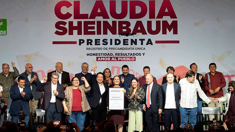 Asiste Bedolla a registro de Sheinbaum como precandidata a la Presidencia de la República 