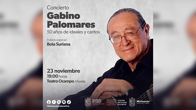 Llega Gabino Palomares al Ocampo para celebrar 50 años de trayectoria 