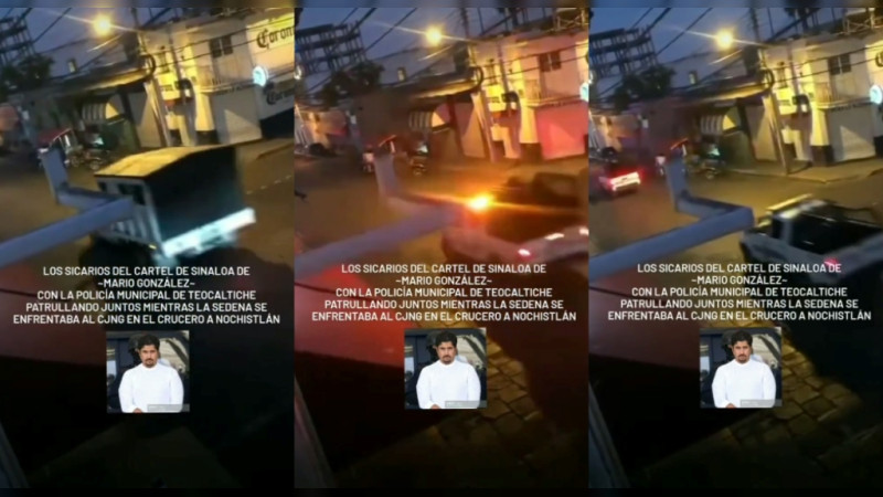 Difunden video de policías de Teocaltiche escoltando a miembros del crimen organizado de Jalisco 