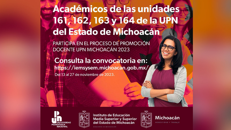 Abierta, convocatoria de promoción para docentes michoacanos de la UPN 