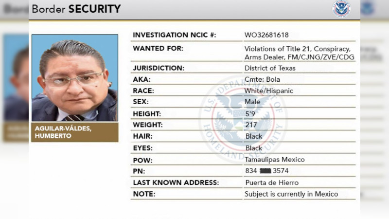 Acusan en EEUU a Director de Operaciones policiacas de Tamaulipas, de recibir 100 mil dólares quincenales para proteger al crimen organizado 