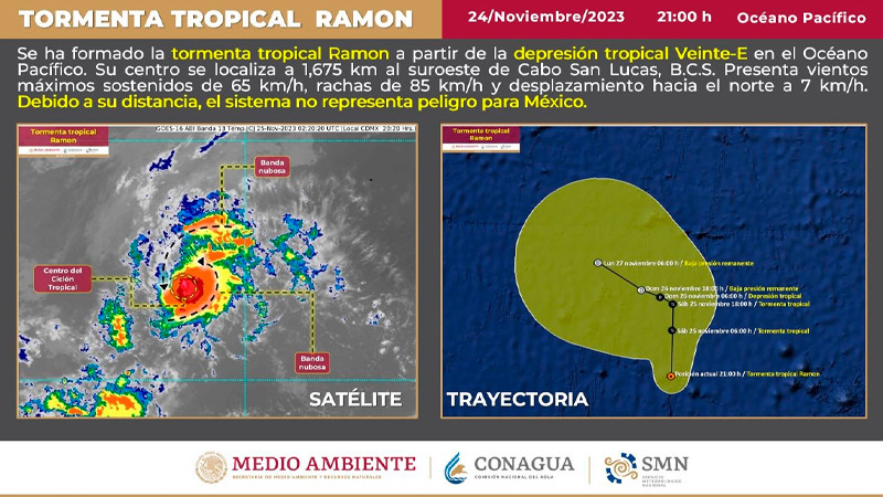 Se forma tormenta tropical "Ramón" en océano Pacífico 