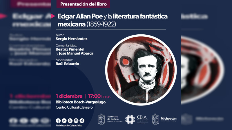 Invita Secum a presentación del libro sobre Edgar Allan Poe y la literatura fantástica mexicana 