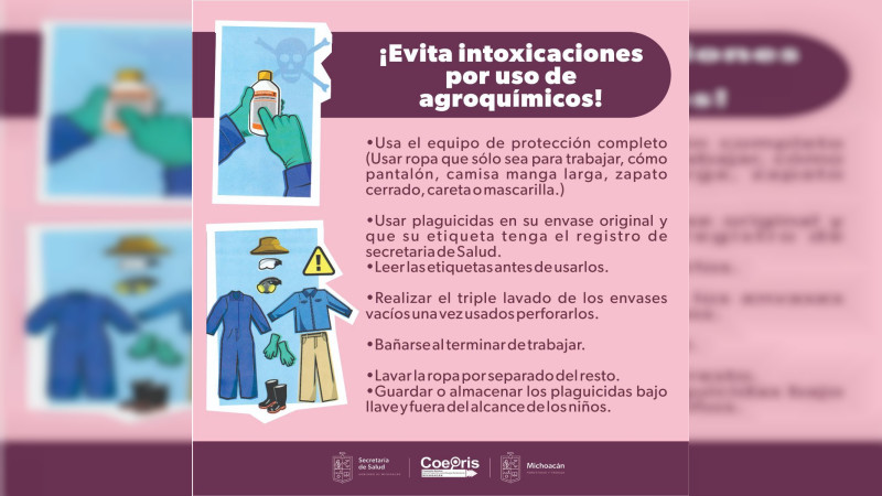 Evita intoxicaciones por uso de agroquímicos, sigue estas recomendaciones