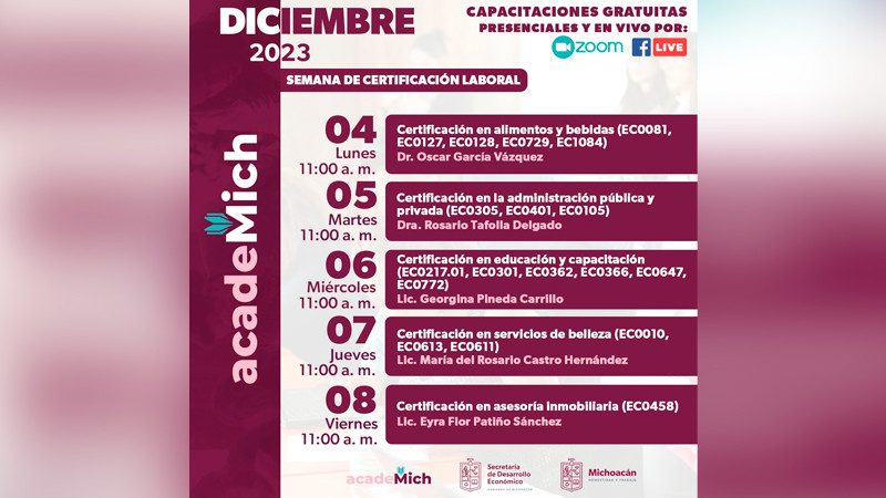 Icatmi invita a la Semana de Certificación Laboral en Espacio Emprendedor 