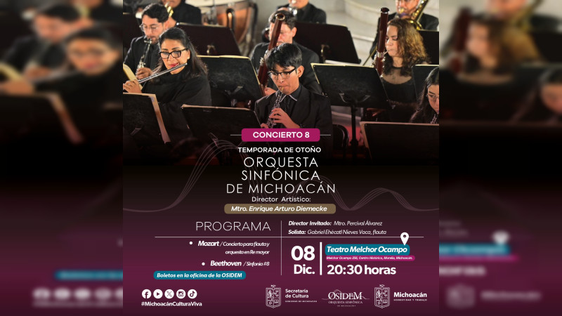 Obras de Mozart y Beethoven en el próximo concierto gratuito de la Osidem 